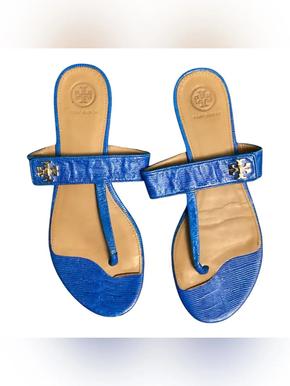 Tory Burch Tropical Blue Leather Kira Thong Sandal